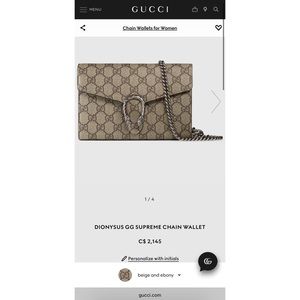 Gucci Dionysus GG wallet on the chain